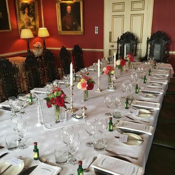 Dining room at Glin Castle. The professional catering kitchen can provide for up to 85 people.